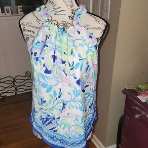 3/$20  Lilly Pulitzer Blue and Green Blouse